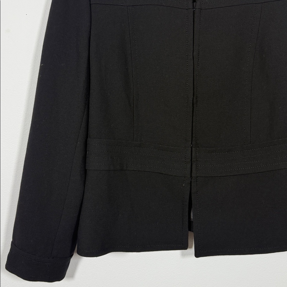 Anne Klein Womens Black Silk Blazer Size 8 Round‎ Neck Minimalist Classic Fall - Picture 3 of 13